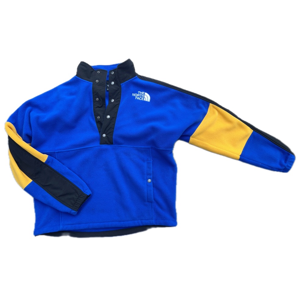 The North Face Blue and Yellow Men's Snap Fleece